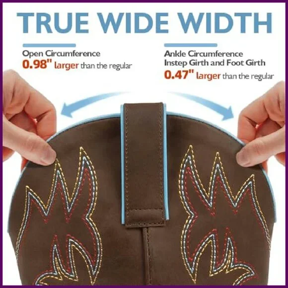 Wide Calf Cowboy Boots Square Toe Western Boots Women's Wide Width